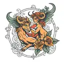 virgo and Taurus symbol intertwined tattoo design idea