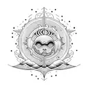 Sun, Moon and waves tattoo design idea