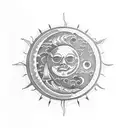 Sun, Moon and waves tattoo design idea