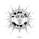 Sun, Moon and waves tattoo design idea