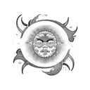 Sun, Moon and waves tattoo design idea