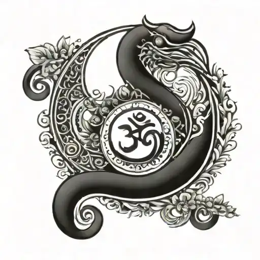Aum and moon  tattoo design idea