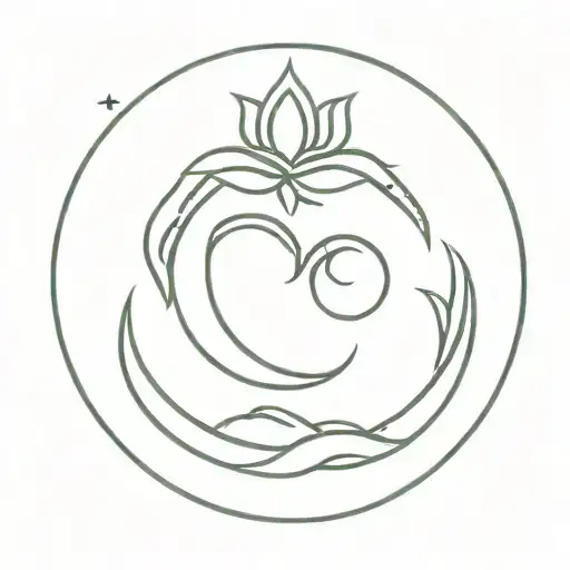 Aum and moon  tattoo design idea