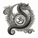 Aum and moon  tattoo design idea