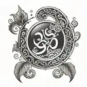 Aum and moon  tattoo design idea