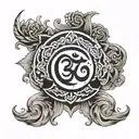 Aum and moon  tattoo design idea