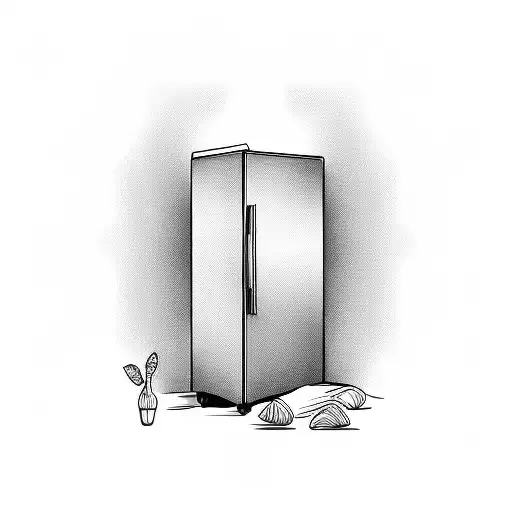 a fridge with an open door tattoo design idea