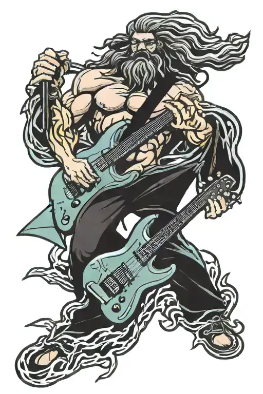 zeus and electro guitar tattoo design idea