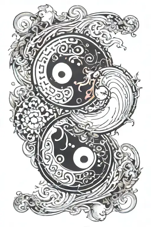 electric and yin yang  tattoo design idea