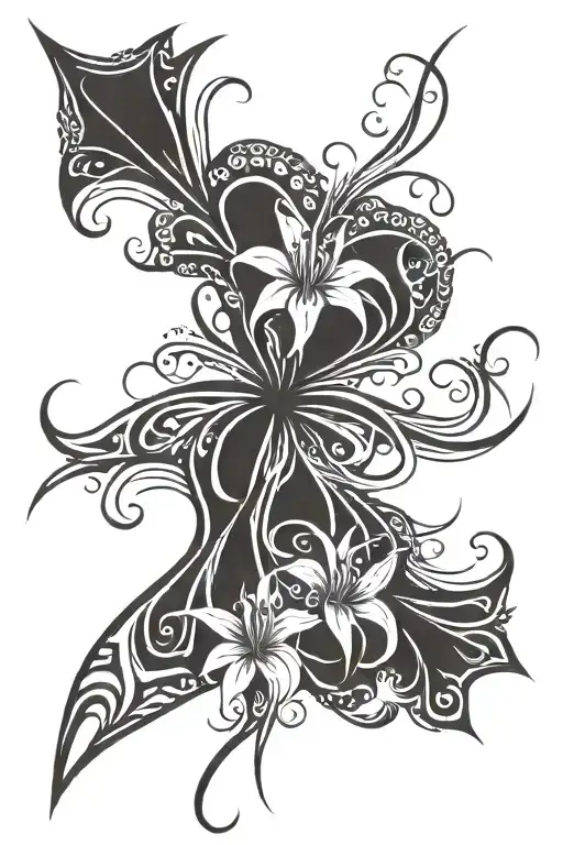 Spider lily cross  tattoo design idea