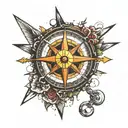 flash and compass tattoo design idea