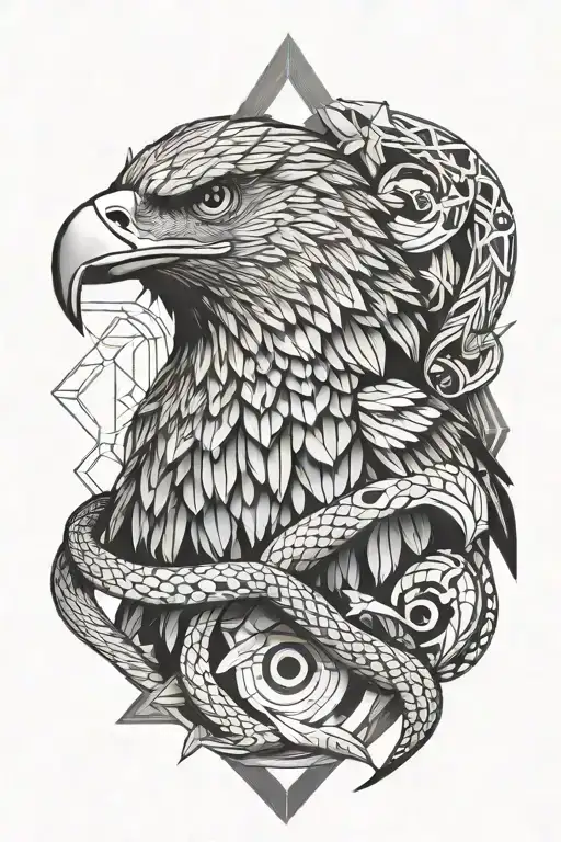 eagle and snake wrapped tattoo design idea