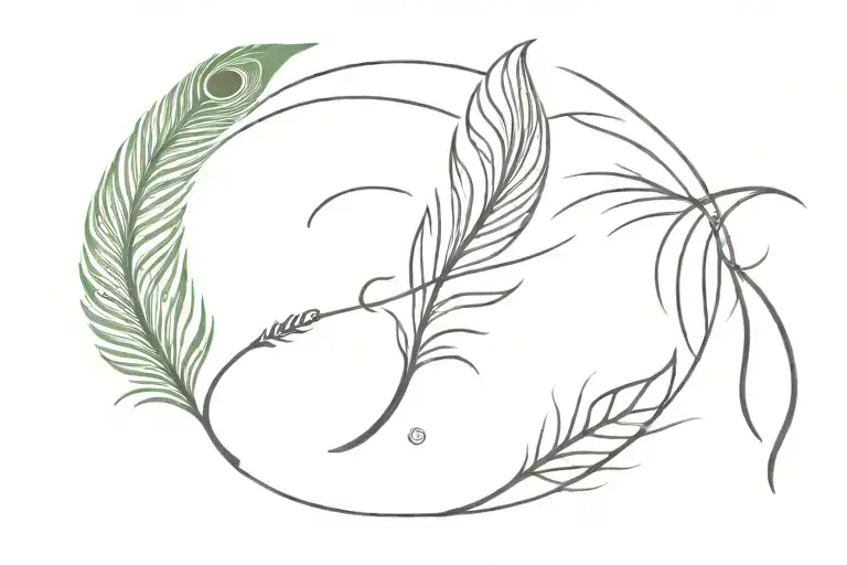 peacock feather and flute  tattoo design idea