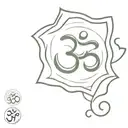 Om and cat paw print tattoo design idea