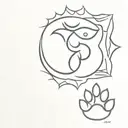 Om and cat paw print tattoo design idea