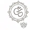 Om and cat paw print tattoo design idea