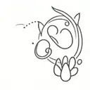 Om and cat paw print tattoo design idea