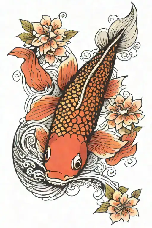 Cherry Blossom and koi fish tattoo design idea