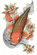 Cherry Blossom and koi fish tattoo design idea