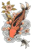 Cherry Blossom and koi fish tattoo design idea