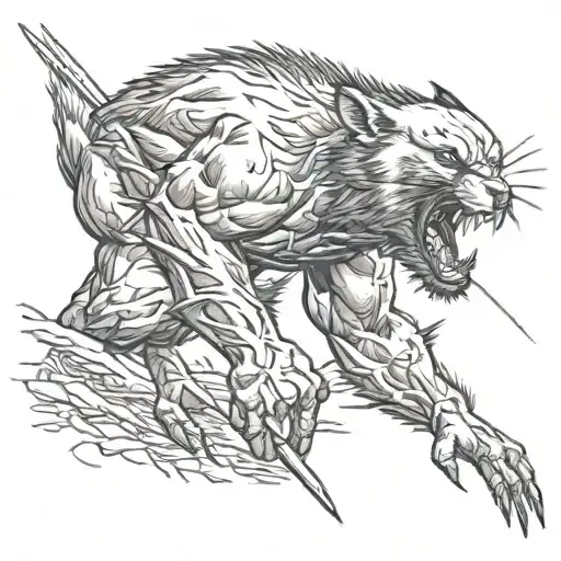 wolverine hunting its prey tattoo design idea