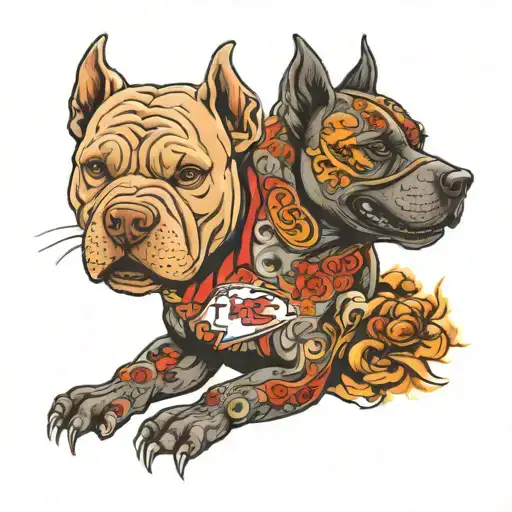 Kansas City chiefs, Kansas City leg sleeve, pitbulls my dad my wife tattoo design idea