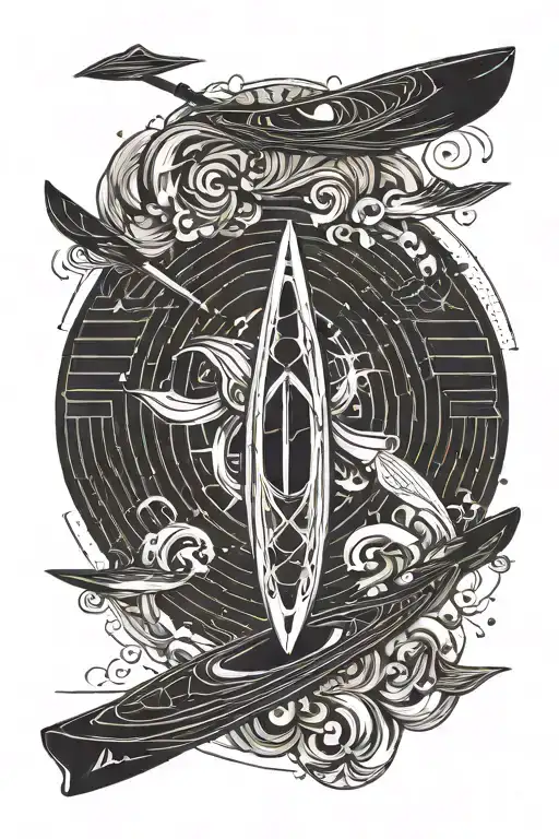 kayak and wave tattoo design idea