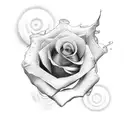 rose in clouds tattoo design idea