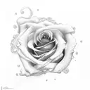 rose in clouds tattoo design idea