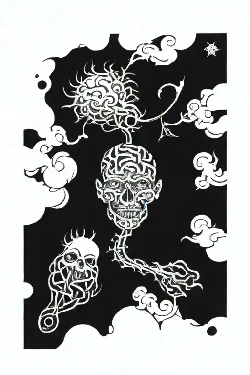 mind in chaos trying to find peace  tattoo design idea