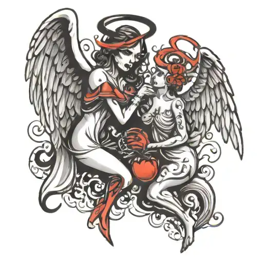 angel and devil  tattoo design idea