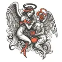 angel and devil  tattoo design idea
