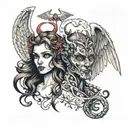 angel and devil  tattoo design idea