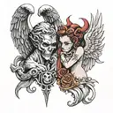 angel and devil  tattoo design idea