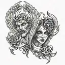 angel and devil  tattoo design idea