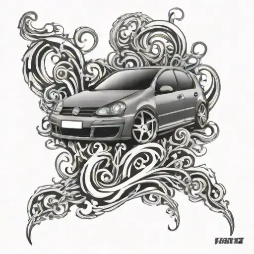 volkswagen golf V in smoke tattoo design idea