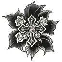 solid black cross with rose  tattoo design idea