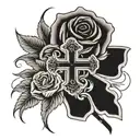 solid black cross with rose  tattoo design idea