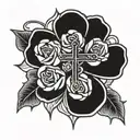 solid black cross with rose  tattoo design idea