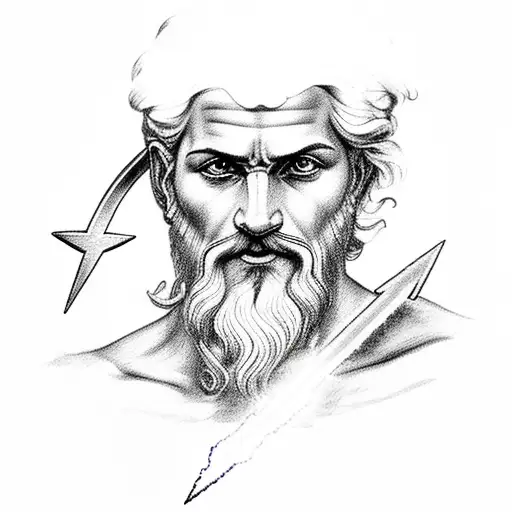 Greek mythology-inspired Zeus holding a lightning bolt tattoo design idea
