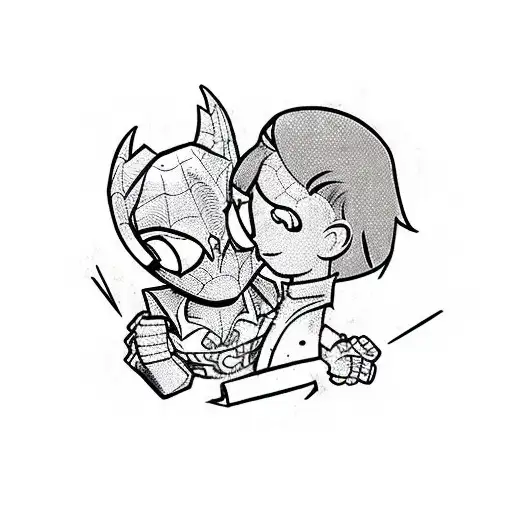 Spider-Man with his son tattoo design idea