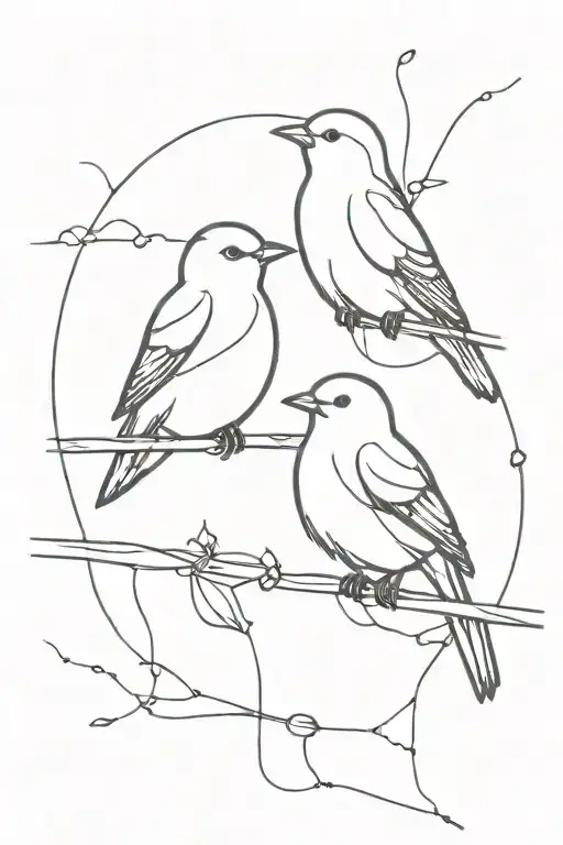 two birds in a electric wire tattoo design idea