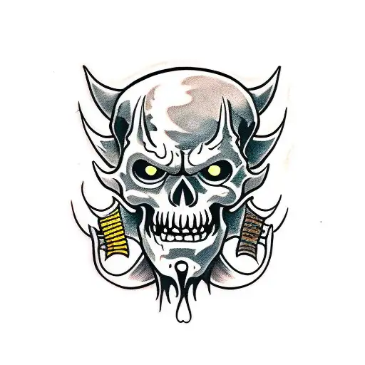 hellboy demon skull tattoo design idea