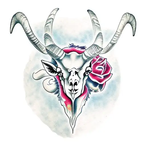bighorn sheep skull tattoo design idea