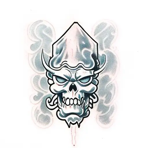 hellboy demon skull tattoo design idea