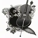 reference to a cello, to compose the scene leaves and art in the Renaissance and Baroque style tattoo design idea