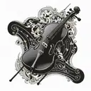 reference to a cello, to compose the scene leaves and art in the Renaissance and Baroque style tattoo design idea