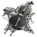 reference to a cello, to compose the scene leaves and art in the Renaissance and Baroque style tattoo design idea