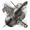 reference to a cello, to compose the scene leaves and art in the Renaissance and Baroque style tattoo design idea