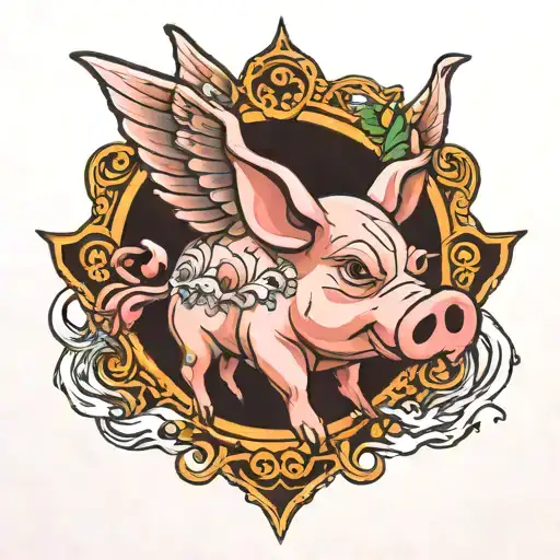 when pigs fly  tattoo design idea